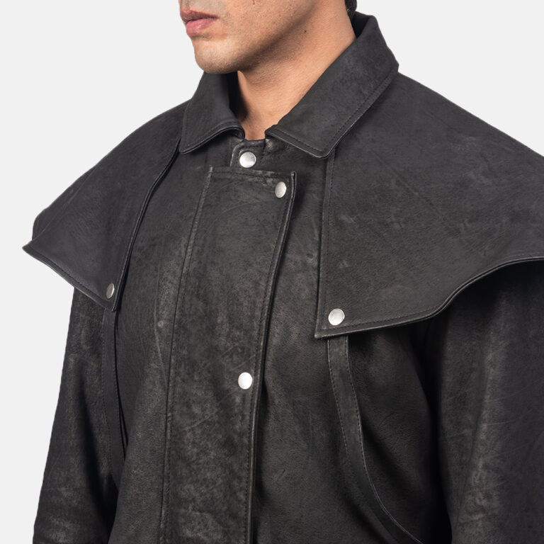 Mens Maverick Black Leather Duster4469-8-1557053325391